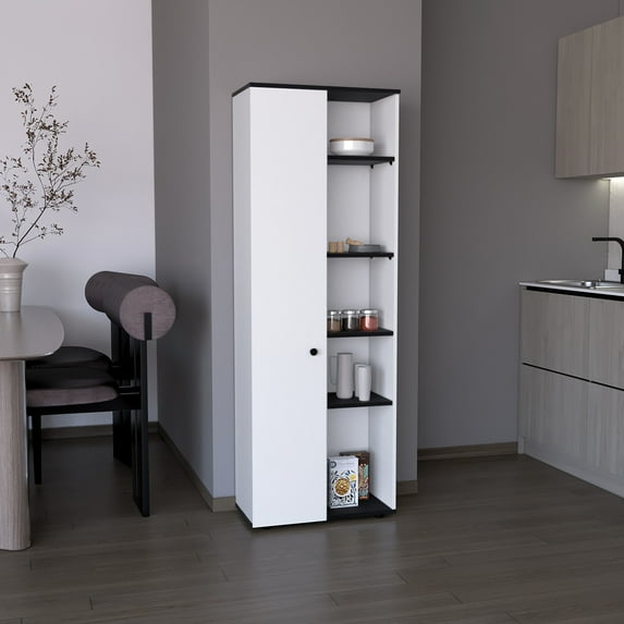White+Black Color Kitchen Cabinet | Keep Pantry in Order | Add Visual Appeal to Kitchen