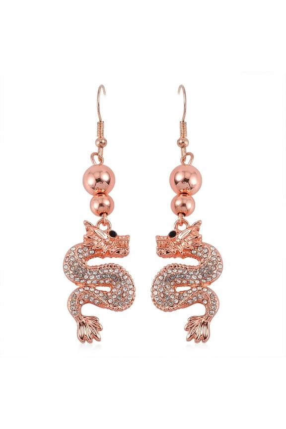 White Black Crystal Rosetone Dangle Drop Dragon Earrings for Women Jewelry Birthday Gifts for Women