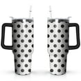 thumbnail image 1 of White & Black Dots 40oz Stainless Steel Vacuum Insulated Tumbler with Lid and Straw for Water Iced Tea Coffee Smoothie and More, 1 of 7