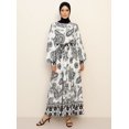 thumbnail image 1 of White - Black - Ethnic - Crew neck - Unlined - Viscose - Dress - Refka, 1 of 5