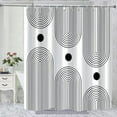 thumbnail image 1 of White and Black Extra Long Shower Curtain, Boho Minimalist Mid Century Modern Arch Geometric Machine Washable Waterproof Fabric for Bathroom Bathtub Decor with Hooks 72Wx84H, 1 of 5