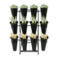 thumbnail image 1 of White / Black Flower Display Stand with 12pcs Bucket,4 Wheels Plant Stand,41.34in Tall Flower Cart 3 Tier Flower Shelf for Florist Garden Patio, 1 of 27