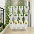 thumbnail image 1 of White / Black Flower Display Stand with 12pcs Bucket,4 Wheels Plant Stand,41.34in Tall Flower Cart 3 Tier Flower Shelf for Florist Garden Patio, 1 of 28