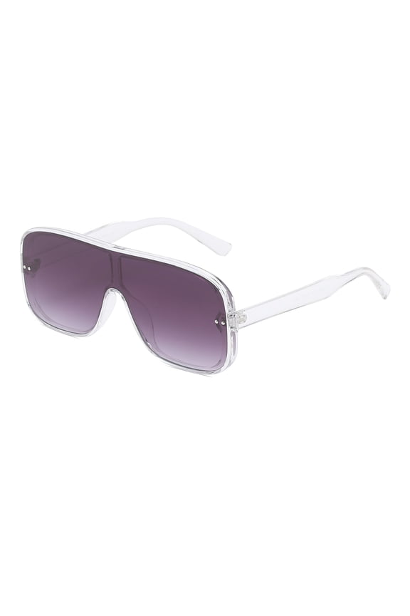 White-Black Frame Square Sunglasses - Purple Gradient Lens UV Protection Fashion Daily Eyewear
