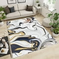 thumbnail image 1 of White Black Gold Abstract Area Rug, Rectangular Living Room Rug, Indoor Rug Non-Slip Modern Luxury Machine Washable Durable For Bedroom Dormitory Game Room 3x4ft, 1 of 6