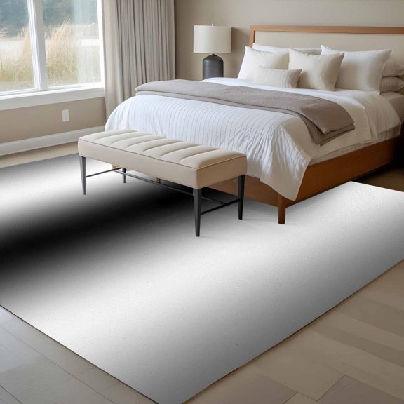 White Black Gradient 6x9 Rug for Dining Room Table and Chair Setup, Abstract Country Farmhouse Low Pile Washable Non Slip Rectangle Area Rug