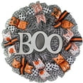 thumbnail image 1 of White Black Halloween Wreath - Boo Orange Front Door Decor - Ghost Decorations, 1 of 5