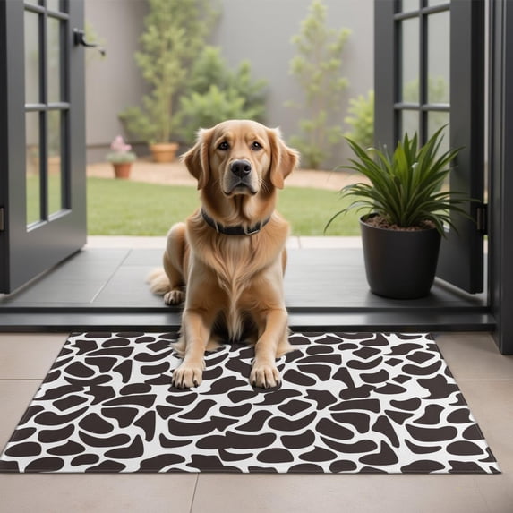 White and Black Of Leopard Print Door Rugs,Washable Non Slip Door Mats Indoor,Decorative Door Mats,Entry Mat Indoor for Entrance,Bedroom,Kitchen,Bathroom,20"x32"