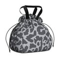 thumbnail image 1 of White and Black Of Leopard Print Drawstring Lunch Bag Women - Drawstring Lunch Bag Insulated for Work Office - Stain-Resistant Large Lunchbags for Women with Multi-Pockets, 1 of 6