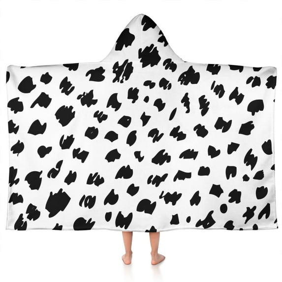 White and Black Of Leopard Print Hooded Bath Towel,50"x30" for Ages 3 To 12 Kids, Quick Dry Lightweight Soft Microfiber Hood Beach Towel Cover Up for Kids