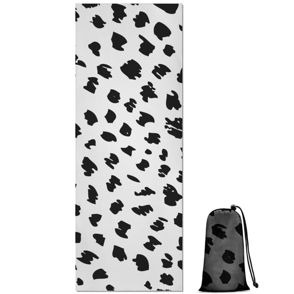 White and Black Of Leopard Print Hot Yoga Mat Towel Non Slip for Hot Yoga - Quick-Drying Yoga Mat Cover with 4 Corner Pockets with Travel Bag - Hot Yoga Towel Non Slip 74"x26"