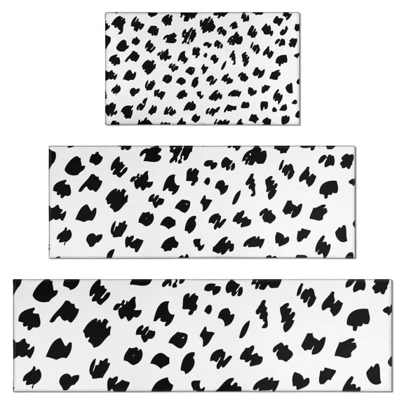 White and Black Of Leopard Print Kitchen Rugs Sets Of 3,Kitchen Runner Rugs Non Skid Washable,Decorative Kitchen Floor Mats for Kitchen,Sink,Laundry,17"x30"+ 17"x47" + 17"x59"
