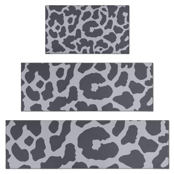 White and Black Of Leopard Print Kitchen Rugs Sets Of 3,Kitchen Runner Rugs Non Skid Washable,Decorative Kitchen Floor Mats for Kitchen,Sink,Laundry,17"x30"+ 17"x47" + 17"x59"