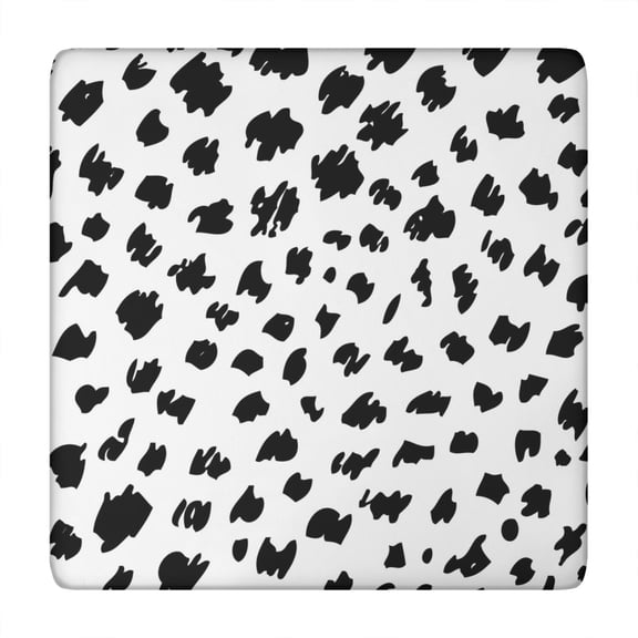 White and Black Of Leopard Print Square Fitted Tablecloth with Elastic Edge,Square Table Cover,Washable Elastic Table Cover for Home Kitchen Party Decor 34"x34"