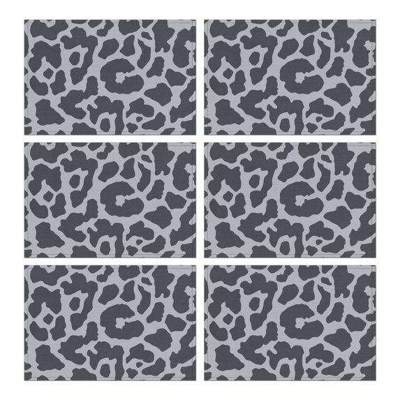 White and Black Of Leopard Print Summer Placemats Table Placemats Set Of 6-Linen Kitchen Washable Placemats Table Mats 11.8"x17.7"Non-Slip Heat Resistant