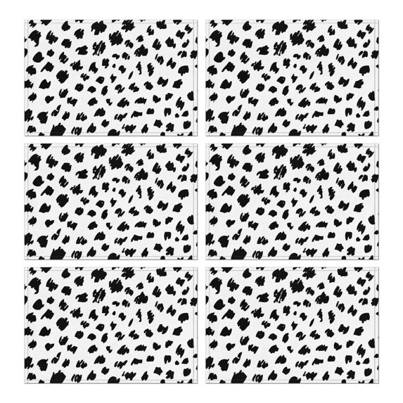 White and Black Of Leopard Print Summer Placemats Table Placemats Set Of 4-Linen Kitchen Washable Placemats Table Mats 11.8"x17.7"Non-Slip Heat Resistant