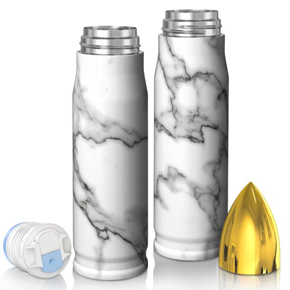 White and Black Marble Pattern Bullet Tumbler, Vacuum Insulated Double Wall Novelty Drink Cup Sweat-free Exterior Gifts Ideas for Teens Adults Office Workers Teachers