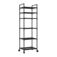 thumbnail image 1 of White & Black Multi-Layer Rolling Storage Cart | Plastic Utility Organizer with Wheels | 66.93x16.54x12.6in Kitchen Bathroom Shelving Unit | Space-Saving Mobile Rack, 1 of 6