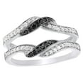 thumbnail image 1 of AFFY White &Black Natural Diamond Bypass Solitaire Enhancer Ring in 10k White Gold (0.33 Cttw), 1 of 1