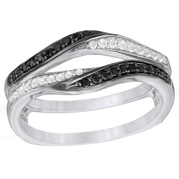 White & Black Natural Diamond Solitaire Enhancer Ring in 10k White Gold (0.33 Cttw)