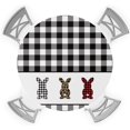 thumbnail image 1 of White Black Plaid Easter Bunny Kitchen Fitted Tablecloth for Round Table,Leopard Rabbit Table Cover with Elastic Edge Waterproof Table Cloth,Buffalo Checker Circle Table Covers for Indoor 36-44in, 1 of 6