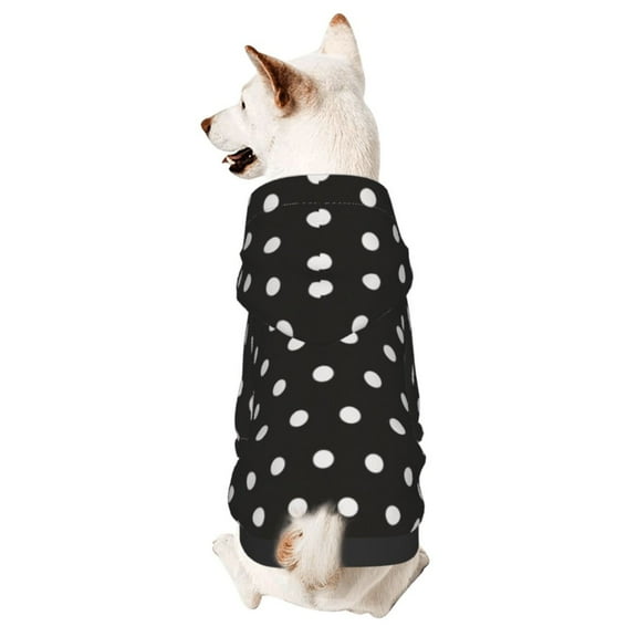 White Black Polka Dot Dog Sweatshirt Pet Wear Hoodie Soft Warm Lightweight Easy To Wear Puppy Cat Dogs Apparel Small