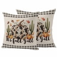 thumbnail image 1 of White Black Pumpkin Fall Outdoor Waterproof Pillow Covers, Farmhouse Plaid Botanical Cactus Rustic Decorative Square Throw Pillowcase Sofa Cushion Sham for Patio/Couch/Chair, 24"x24" 2 Pack, 1 of 8