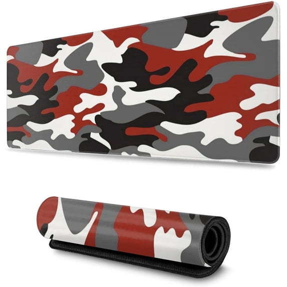 White Black Red Camo Gaming Mouse Pad Large XL Long Extended Pads Big Mousepad Keyboard Mouse Mat Desk Pad Home Office Decor Accessories for Computer Pc Laptop