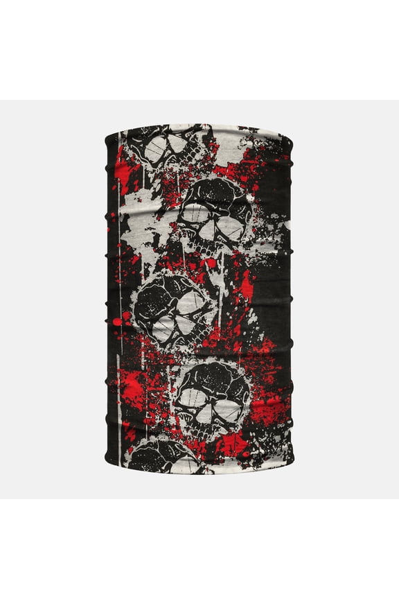 White Black Red Skulls Neck Gaiter