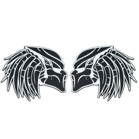 White/Black Right & Left Facing Predator Emblem Badge (Set of 2) Auto Car Truck