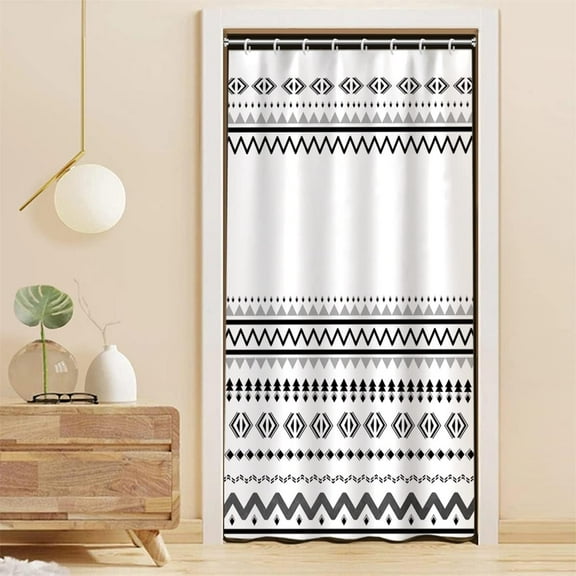 White Black Shower Curtain for Bathroom Boho Shower Curtains Cloth with Hooks Bohemian Stripe Geometric Fabric Shower Curtain 36x72 inches
