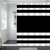 White Black Shower Curtain for Bathroom Boho Waterproof Shower Curtains Cloth with Hooks Bohemian Stripe Fabric Home Bath Decor Curtain 72x72 inches