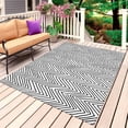 thumbnail image 1 of White Black Stripe Outdoor Rug for Patio/Deck/Porch, Non-Slip Large Area Rug 6 x 9 Ft, Modern Abstract Art Moire Striped Indoor Outdoor Rugs Washable Area Rugs, Reversible Camping Rug Carpet Runner, 1 of 8