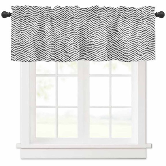 White Black Stripe Valances for Windows Farmhouse Kitchen Curtains Valances Rod Pocket Valance Curtains for Kitchen Windows Modern Abstract Art Moire Striped Window Valances for Bathroom 54"x18"