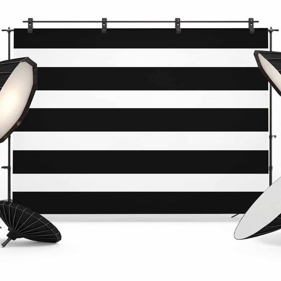 White Black Striped Backdrop for Photography, Simple Stripes Background Photo Backdrop Portrait Background Party Banner Photo Backgrounds for Studio Booth Props, 7x5ft