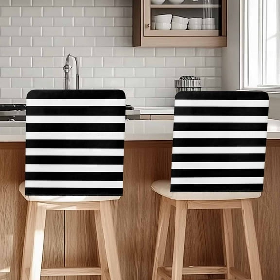 White Black Striped Chair Covers Set of 4 Simple Stripes Background Chair Back Covers Stretch Removable Washable Chairs Slipcovers Chair Protector for Dining Room Kitchen Party Decor