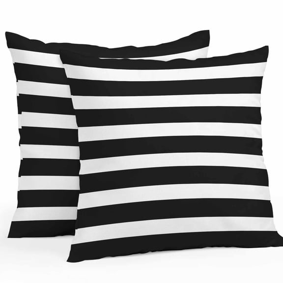White Black Striped Outdoor Pillow Covers Set of 2 Simple Stripes Background Waterproof Throw Pillow Case Decorative Square Cushion Cover for Patio Couch Garden Balcony, 20"x20"
