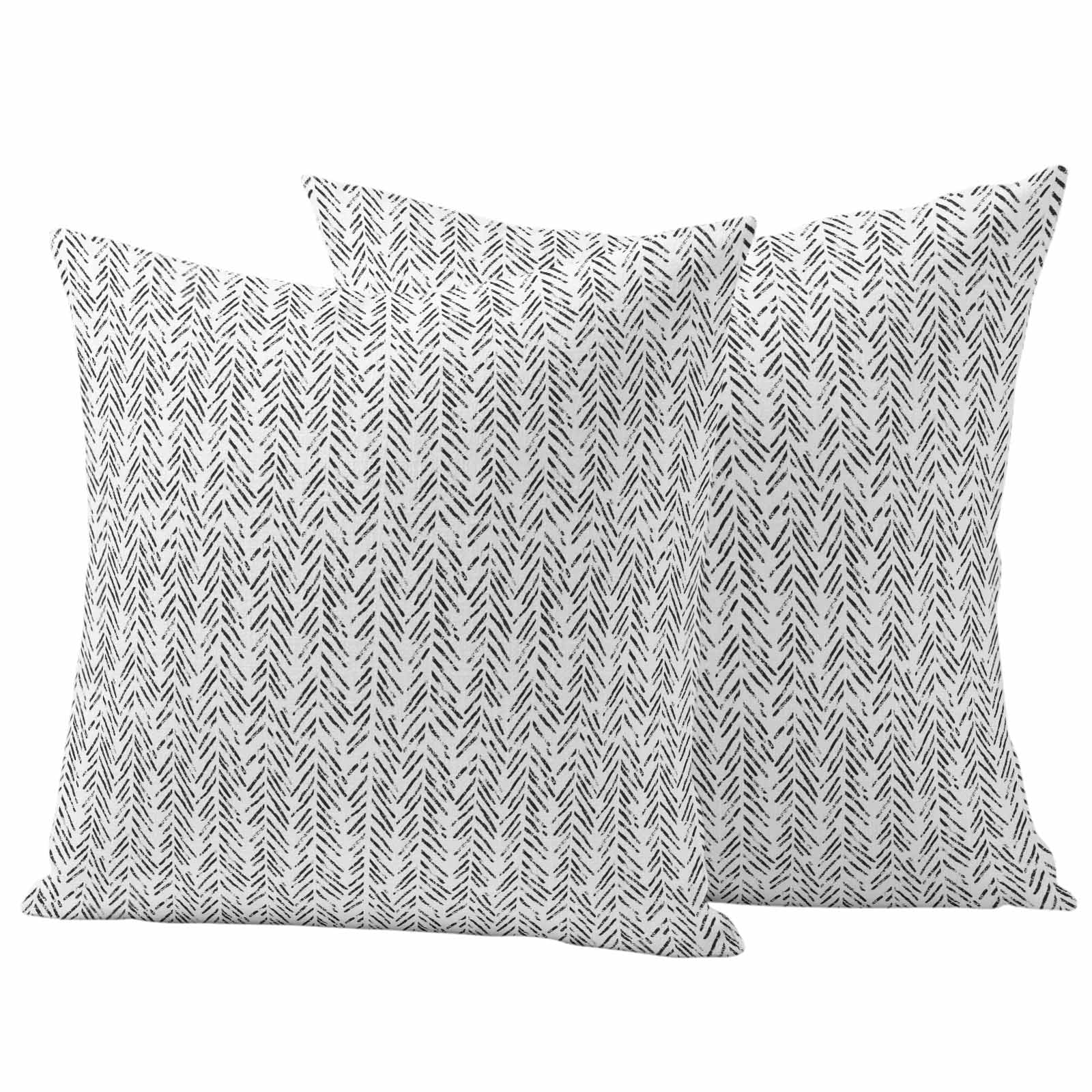 White Black Striped Outdoor Waterproof Pillow Covers, Abstract Modern Art Irregular Stripe Decorative Square Throw Pillowcase Sofa Cushion Sham for Patio/Couch/Chair, 18"x18" 2 Pack