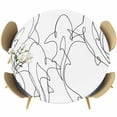 thumbnail image 1 of White Black Striped Shark Round Tablecloth 45-54 Inch Round Fitted Table Cloth with Elastic Edge, Modern Abstract Art Stripes Waterproof Table Cover Protector for Outdoor Picnic Party Dining, 1 of 9