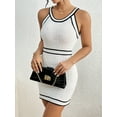 thumbnail image 1 of White & Black Trim Knit Bodycon Dress, 1 of 5