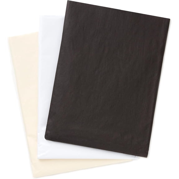 White, Black and Ivory Bulk Tissue Paper (120 Sheets) for Gift Bags, Weddings, Graduations, Valentine's Day, Christmas