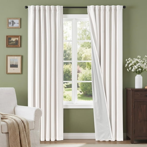White Blackout Curtafor Living Room Bedroom Full Light Blocking 90 ...