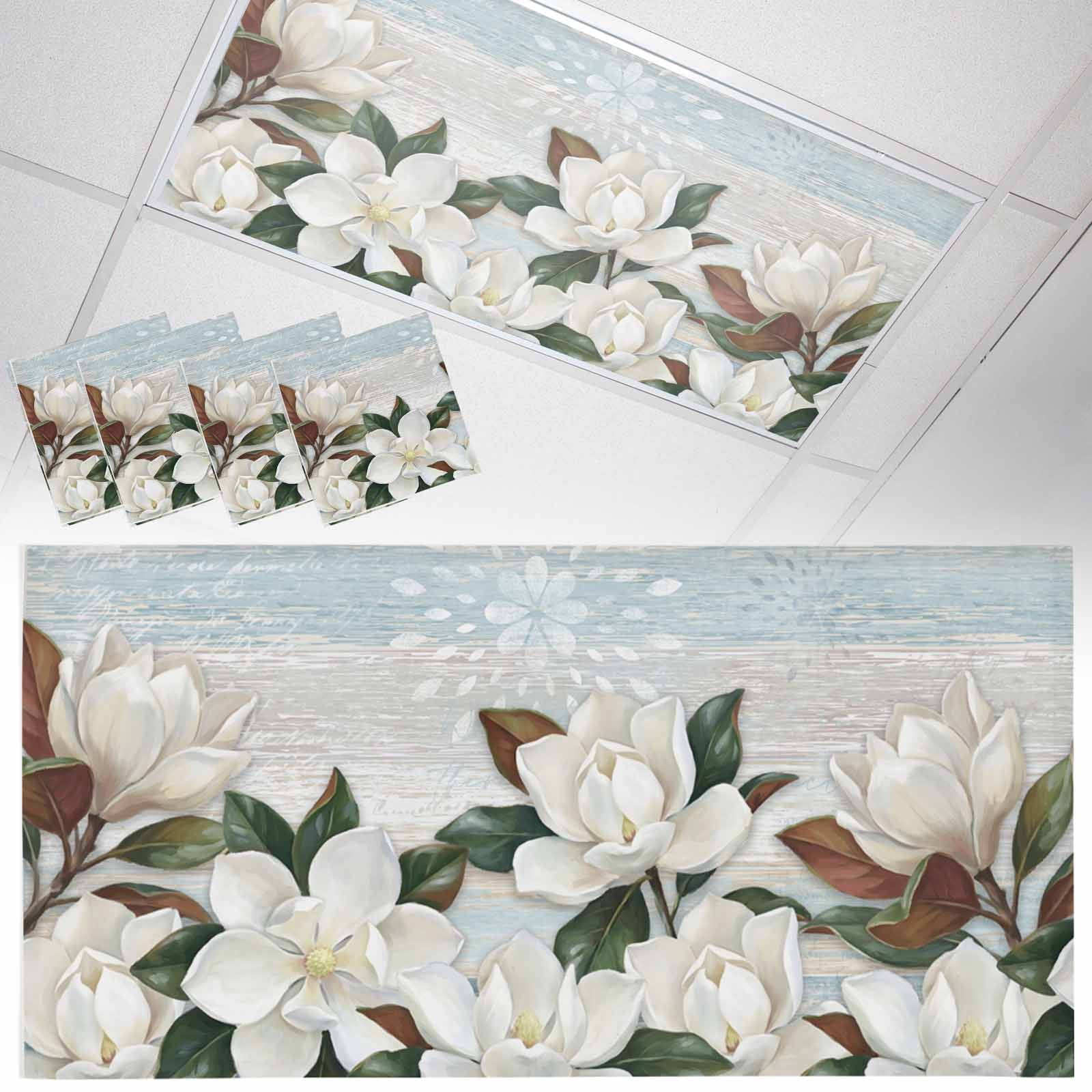 White Blanc Fluorescent Light Covers Rustic Flowers Floral Plants ...