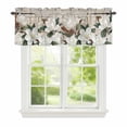 thumbnail image 1 of White Blanc Window Valance for Kitchen, Watercolor Flower Floral Plants Barn Gate Farmhouse Rod Pocket Short Curtain for Small Windows, Light Filtering Decorative Valance, 42 x 12 Inch, 1 Panel, 1 of 6