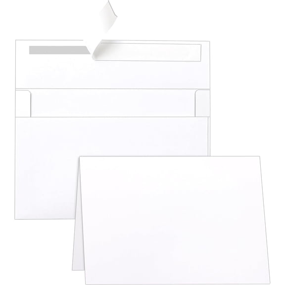 White Blank Greeting Cards and Envelopes 4 x 6 Heavyweight Folded Cardstock and A4 Envelopes Printable Self Seal 20 Packs for DIY Wedding Invitations, Party, Thank You Cards, Baby Showers