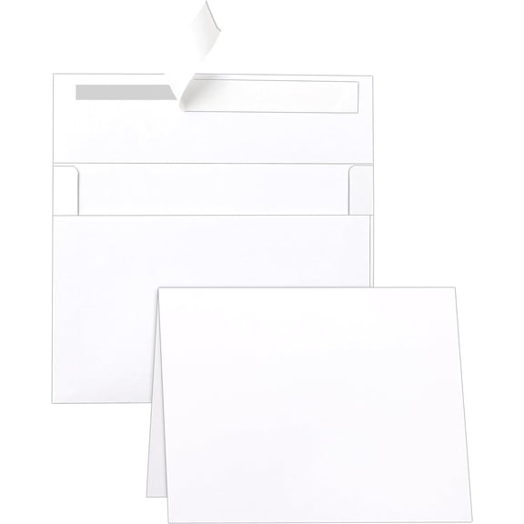 White Blank Greeting Cards with Envelopes 5 x 7 Heavyweight Folded Cardstock and A7 Printable Self Seal 20 Packs for Wedding Invitations, Birthday, Thank You Cards, Mailing