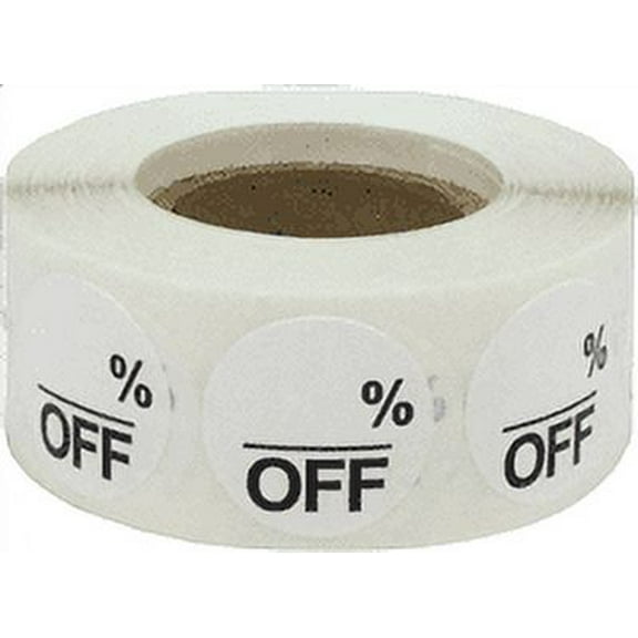 White Blank % Off Circle Dot Stickers, 3/4 Inch Round, 500 Labels on a Roll