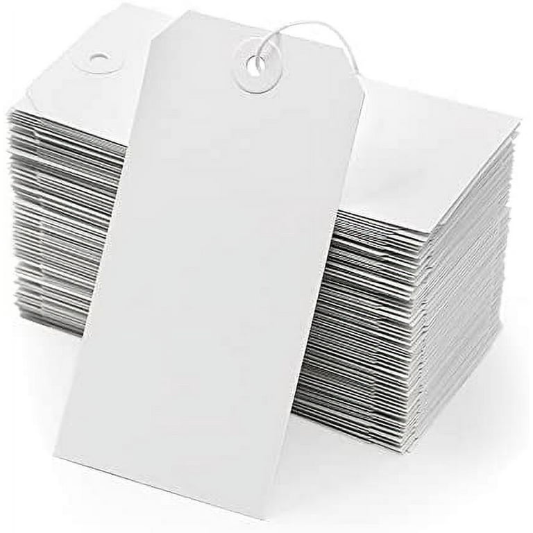 White Blank Shipping Tags with String - Coideal 120 Pcs Strung Cardstock  Hanging Paper Tag Attached Reinforced Hole for Labeling Price Inventory