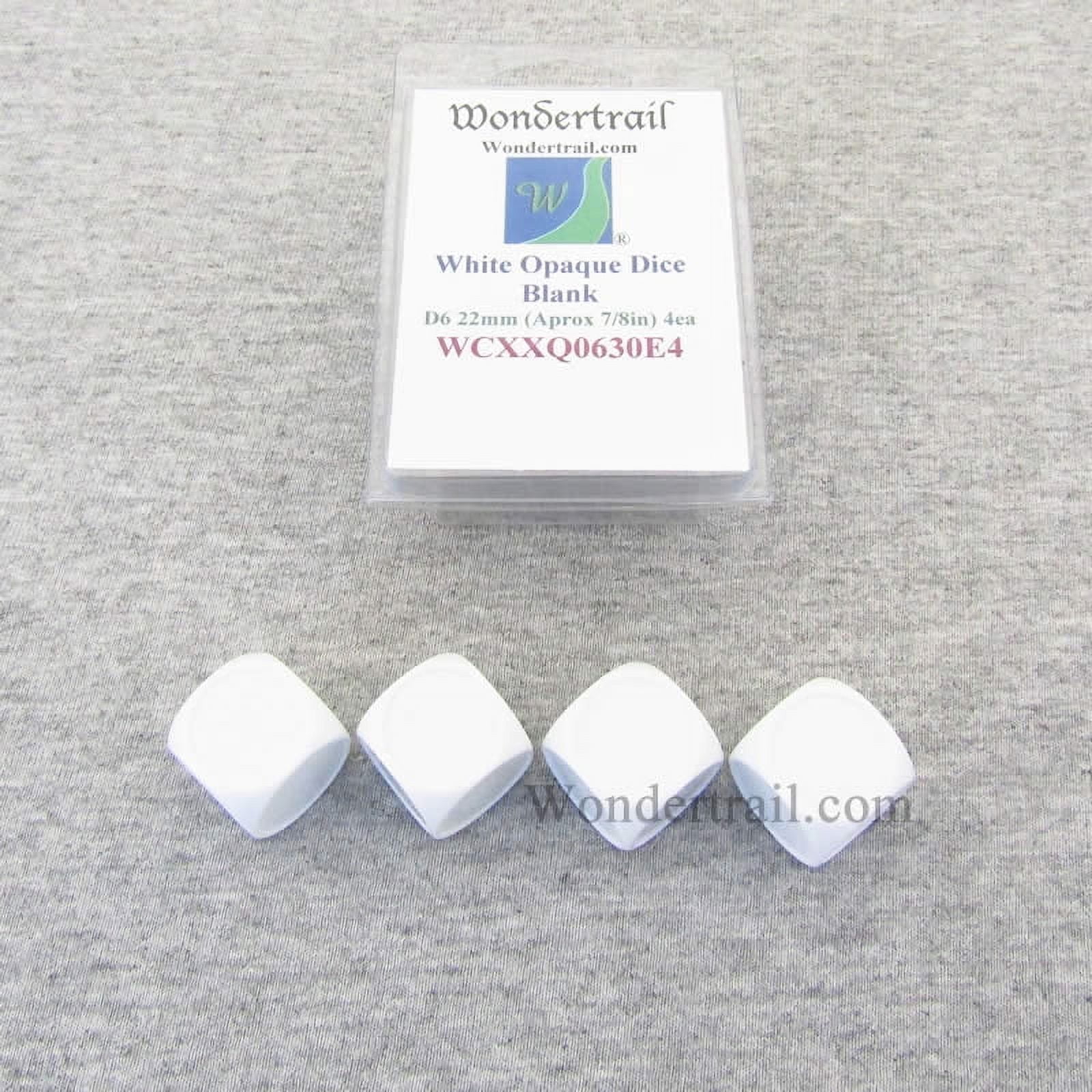 White Blank with Indented Faces D6 Aprox 22mm (7/8in) Pack of 4 Wondertrail