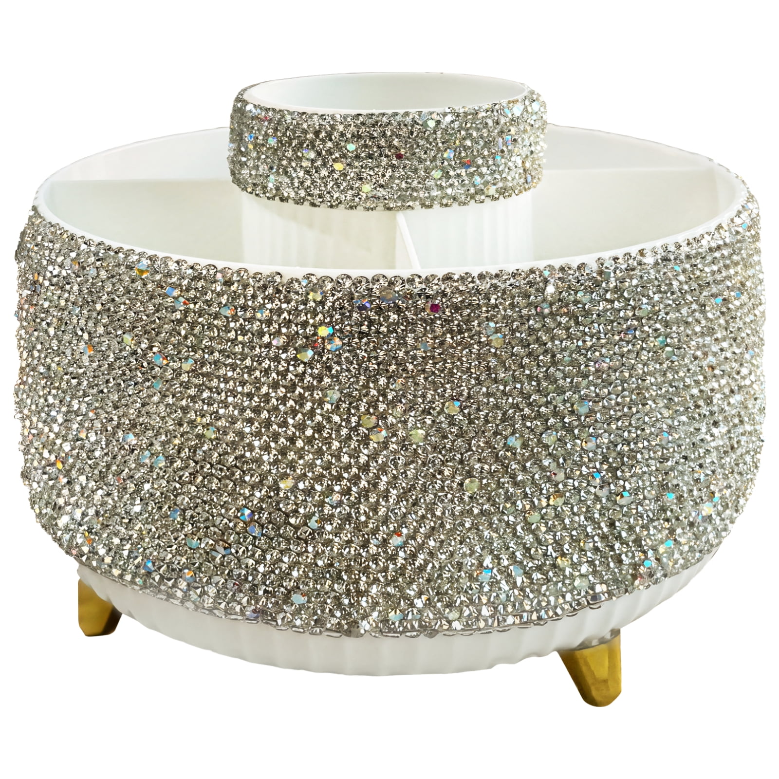 White Bling Office Accessories Organizer, 6 in Desk Accessories Holder for Women Office Organized Workspace
